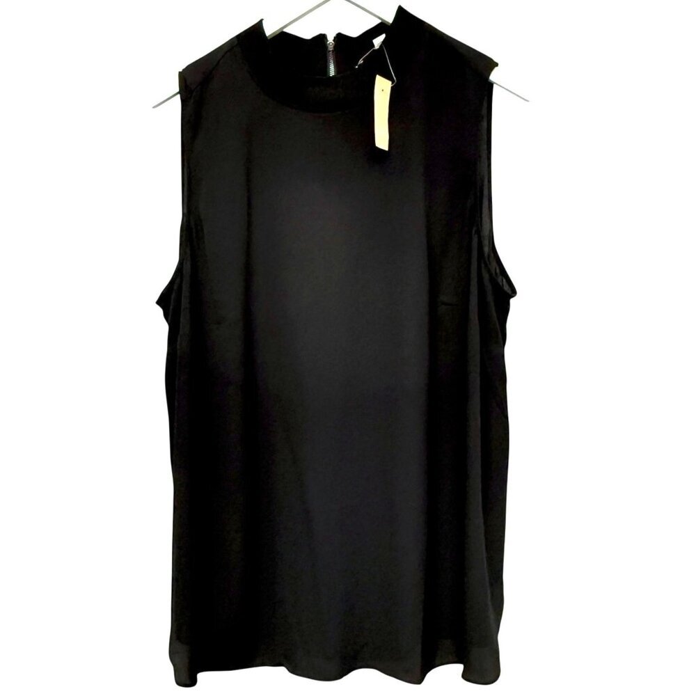 LOFT Black Sleeveless Blouse Plus Size 18 Mock Neck Modern Career Womens Top NWT